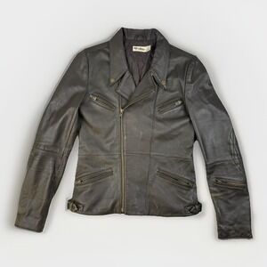 Vintage Distressed Leather Moto Jacket Lambskin Biker Grunge Small